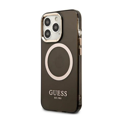 Guess Gold Outline Translucent MagSafe - Etui iPhone 13 Pro (czarny) Guess Gold Outline Translucent MagSafe - Etui iPhone 13 Pro (czarny)