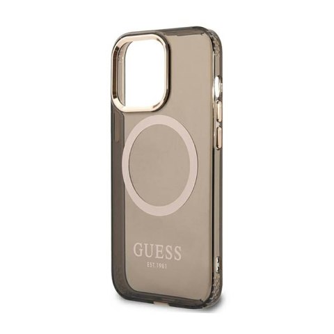 Guess Gold Outline Translucent MagSafe - Etui iPhone 13 Pro (czarny) Guess Gold Outline Translucent MagSafe - Etui iPhone 13 Pro (czarny)