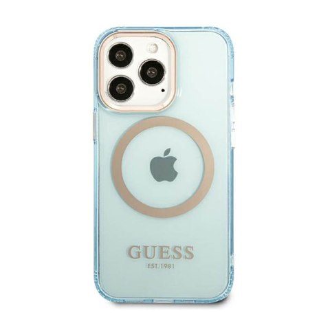 Guess Gold Outline Translucent MagSafe - Etui iPhone 13 Pro (niebieski) Guess Gold Outline Translucent MagSafe - Etui iPhone 13 Pro (niebieski)