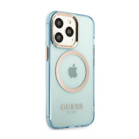 Guess Gold Outline Translucent MagSafe - Etui iPhone 13 Pro (niebieski) Guess Gold Outline Translucent MagSafe - Etui iPhone 13 Pro (niebieski)