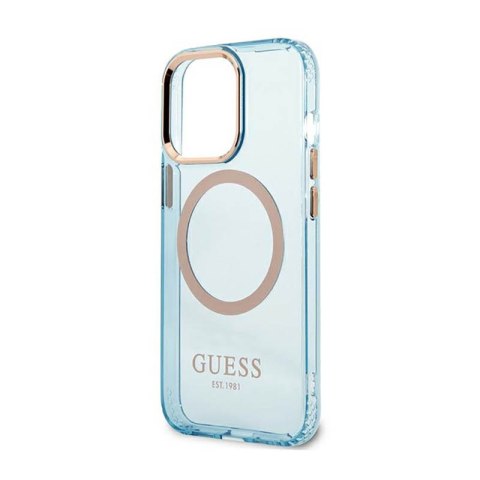 Guess Gold Outline Translucent MagSafe - Etui iPhone 13 Pro (niebieski) Guess Gold Outline Translucent MagSafe - Etui iPhone 13 Pro (niebieski)