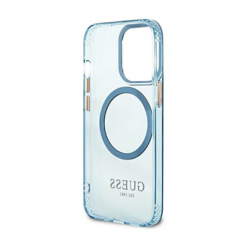 Guess Gold Outline Translucent MagSafe - Etui iPhone 13 Pro (niebieski) Guess Gold Outline Translucent MagSafe - Etui iPhone 13 Pro (niebieski)