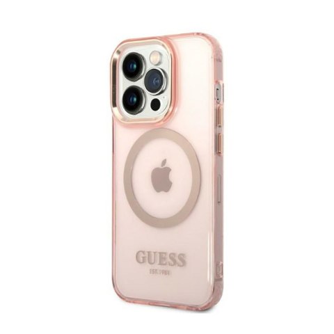 Guess Gold Outline Translucent MagSafe - Etui iPhone 14 Pro (różowy) Guess Gold Outline Translucent MagSafe - Etui iPhone 14 Pro (różowy)