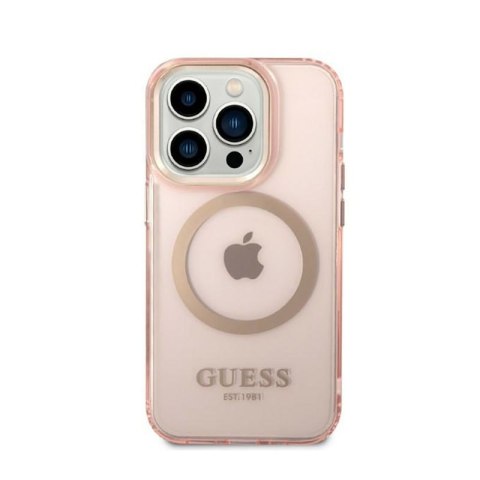 Guess Gold Outline Translucent MagSafe - Etui iPhone 14 Pro (różowy) Guess Gold Outline Translucent MagSafe - Etui iPhone 14 Pro (różowy)