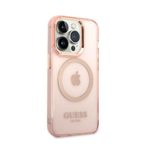 Guess Gold Outline Translucent MagSafe - Etui iPhone 14 Pro (różowy) Guess Gold Outline Translucent MagSafe - Etui iPhone 14 Pro (różowy)