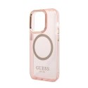 Guess Gold Outline Translucent MagSafe - Etui iPhone 14 Pro (różowy)