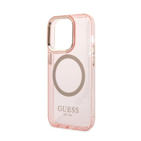 Guess Gold Outline Translucent MagSafe - Etui iPhone 14 Pro (różowy) Guess Gold Outline Translucent MagSafe - Etui iPhone 14 Pro (różowy)