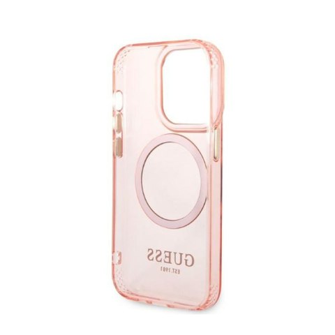 Guess Gold Outline Translucent MagSafe - Etui iPhone 14 Pro (różowy) Guess Gold Outline Translucent MagSafe - Etui iPhone 14 Pro (różowy)