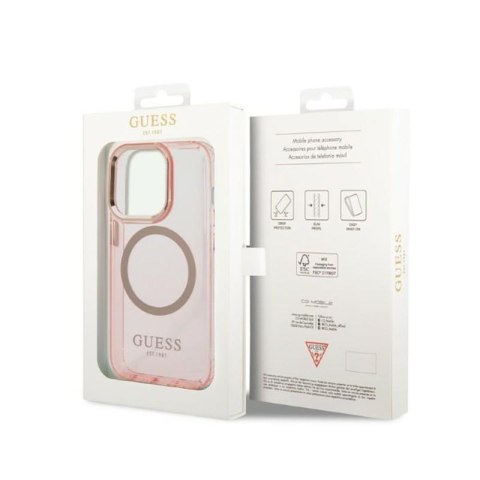 Guess Gold Outline Translucent MagSafe - Etui iPhone 14 Pro (różowy) Guess Gold Outline Translucent MagSafe - Etui iPhone 14 Pro (różowy)