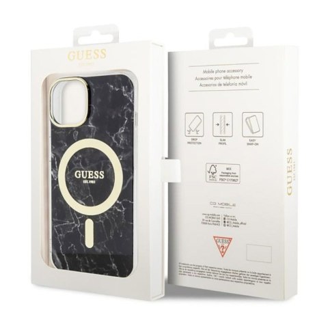 Guess Marble MagSafe - Etui iPhone 14 Plus (Czarny) Guess Marble MagSafe - Etui iPhone 14 Plus (Czarny)