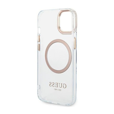 Guess Metal Outline Magsafe - Etui iPhone 14 Plus (przezroczysty / złoty) Guess Metal Outline Magsafe - Etui iPhone 14 Plus (przezroczysty / złoty)