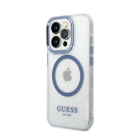 Guess Metal Outline Magsafe - Etui iPhone 14 Pro (przezroczysty / niebieski) Guess Metal Outline Magsafe - Etui iPhone 14 Pro (przezroczysty / niebieski)