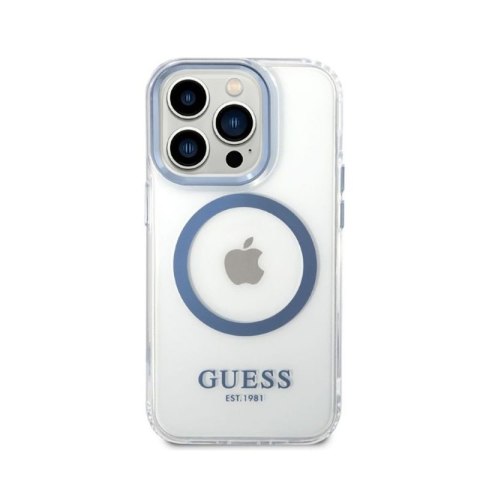 Guess Metal Outline Magsafe - Etui iPhone 14 Pro (przezroczysty / niebieski) Guess Metal Outline Magsafe - Etui iPhone 14 Pro (przezroczysty / niebieski)