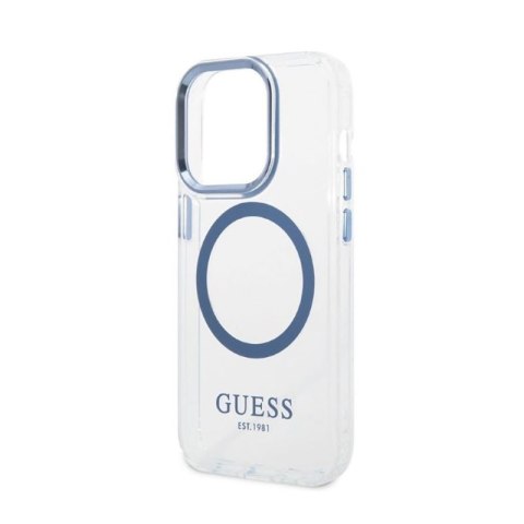 Guess Metal Outline Magsafe - Etui iPhone 14 Pro (przezroczysty / niebieski) Guess Metal Outline Magsafe - Etui iPhone 14 Pro (przezroczysty / niebieski)