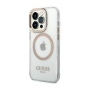 Guess Metal Outline Magsafe - Etui iPhone 14 Pro (przezroczysty / złoty)