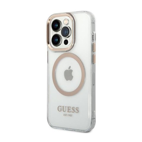 Guess Metal Outline Magsafe - Etui iPhone 14 Pro (przezroczysty / złoty) Guess Metal Outline Magsafe - Etui iPhone 14 Pro (przezroczysty / złoty)