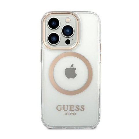 Guess Metal Outline Magsafe - Etui iPhone 14 Pro (przezroczysty / złoty) Guess Metal Outline Magsafe - Etui iPhone 14 Pro (przezroczysty / złoty)