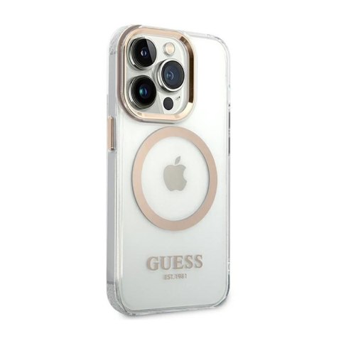 Guess Metal Outline Magsafe - Etui iPhone 14 Pro (przezroczysty / złoty) Guess Metal Outline Magsafe - Etui iPhone 14 Pro (przezroczysty / złoty)