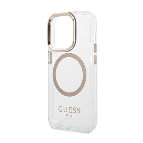 Guess Metal Outline Magsafe - Etui iPhone 14 Pro (przezroczysty / złoty) Guess Metal Outline Magsafe - Etui iPhone 14 Pro (przezroczysty / złoty)