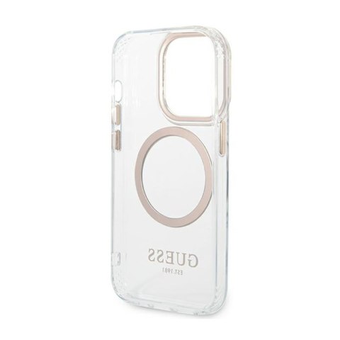 Guess Metal Outline Magsafe - Etui iPhone 14 Pro (przezroczysty / złoty) Guess Metal Outline Magsafe - Etui iPhone 14 Pro (przezroczysty / złoty)
