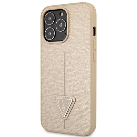 Guess Saffiano Triangle Logo Case - Etui iPhone 13 Pro (beżowy) Guess Saffiano Triangle Logo Case - Etui iPhone 13 Pro (beżowy)