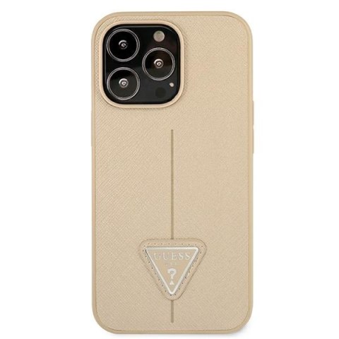 Guess Saffiano Triangle Logo Case - Etui iPhone 13 Pro (beżowy) Guess Saffiano Triangle Logo Case - Etui iPhone 13 Pro (beżowy)