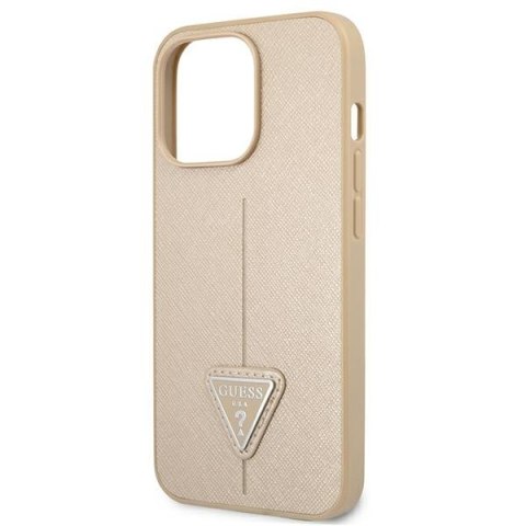 Guess Saffiano Triangle Logo Case - Etui iPhone 13 Pro (beżowy) Guess Saffiano Triangle Logo Case - Etui iPhone 13 Pro (beżowy)