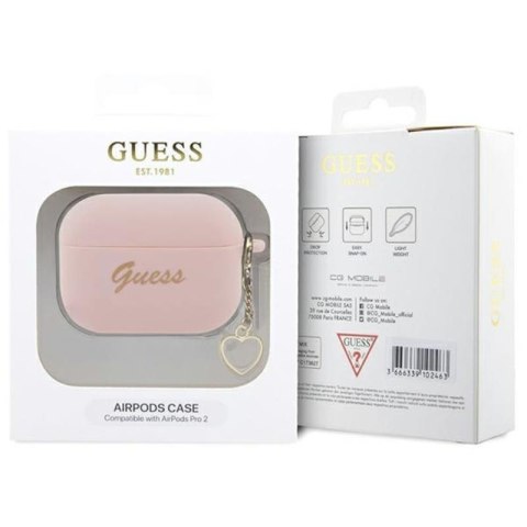 Guess Silicone Heart Charm - Etui AirPods Pro 2 (różowy) Guess Silicone Heart Charm - Etui AirPods Pro 2 (różowy)
