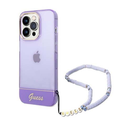 Guess Translucent Pearl Strap - Etui iPhone 14 Pro Max (fioletowy) Guess Translucent Pearl Strap - Etui iPhone 14 Pro Max (fioletowy)