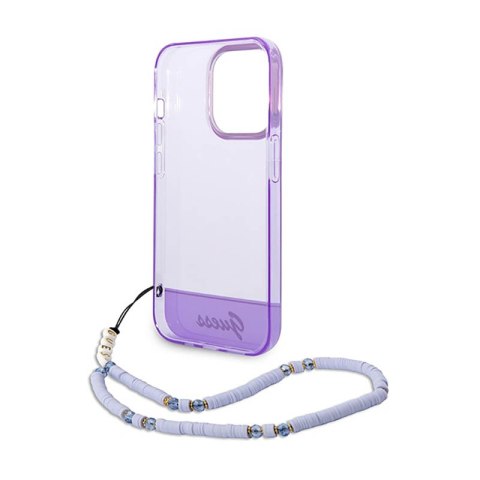 Guess Translucent Pearl Strap - Etui iPhone 14 Pro Max (fioletowy) Guess Translucent Pearl Strap - Etui iPhone 14 Pro Max (fioletowy)
