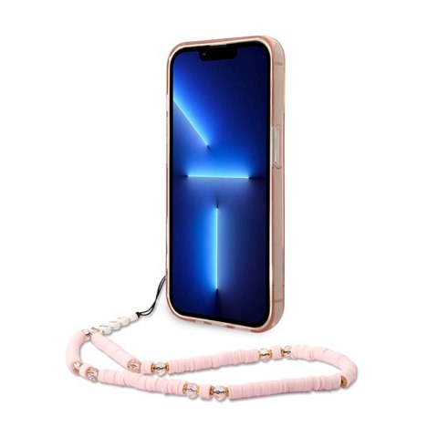 Guess Translucent Pearl Strap - Etui iPhone 14 Pro Max (różowy) Guess Translucent Pearl Strap - Etui iPhone 14 Pro Max (różowy)