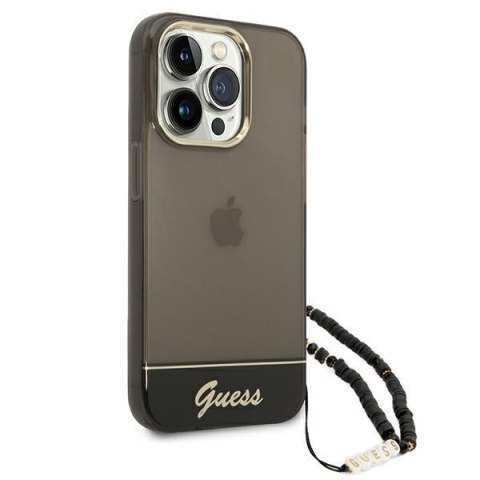 Guess Translucent Pearl Strap - Etui iPhone 14 Pro (czarny) Guess Translucent Pearl Strap - Etui iPhone 14 Pro (czarny)