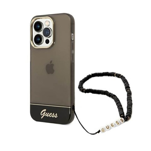 Guess Translucent Pearl Strap - Etui iPhone 14 Pro (czarny) Guess Translucent Pearl Strap - Etui iPhone 14 Pro (czarny)