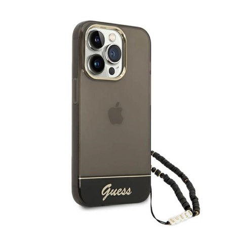 Guess Translucent Pearl Strap - Etui iPhone 14 Pro (czarny) Guess Translucent Pearl Strap - Etui iPhone 14 Pro (czarny)