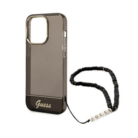 Guess Translucent Pearl Strap - Etui iPhone 14 Pro (czarny) Guess Translucent Pearl Strap - Etui iPhone 14 Pro (czarny)