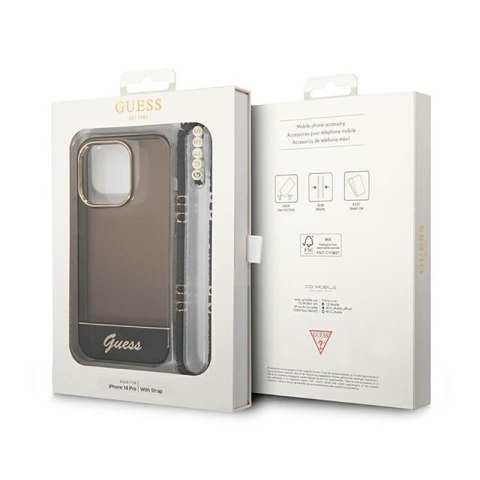 Guess Translucent Pearl Strap - Etui iPhone 14 Pro (czarny) Guess Translucent Pearl Strap - Etui iPhone 14 Pro (czarny)