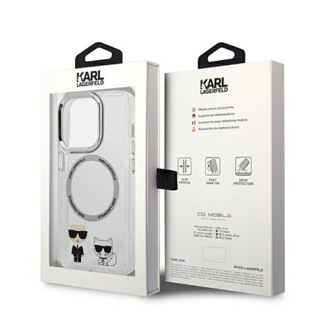 Karl Lagerfeld Karl & Choupette Aluminium MagSafe - Etui iPhone 14 Pro (przezroczysty) Karl Lagerfeld Karl & Choupette Aluminium MagSafe - Etui iPhone 14 Pro (przezroczysty)
