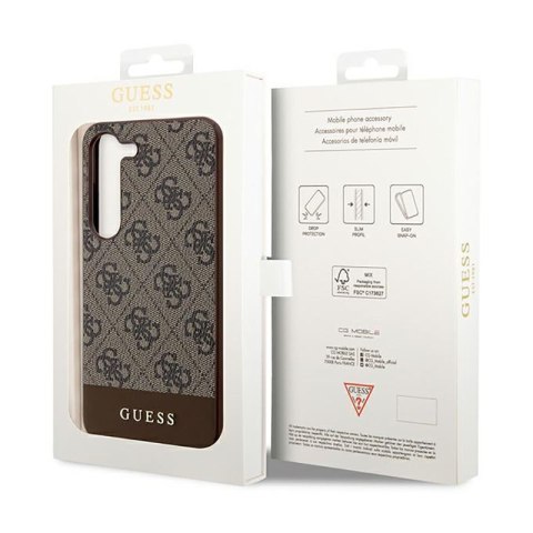 Guess 4G Bottom Stripe Metal Logo Collection - Etui Samsung Galaxy S23+ (brązowy) Guess 4G Bottom Stripe Metal Logo Collection - Etui Samsung Galaxy S23+ (brązowy)