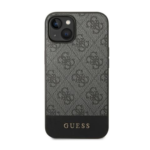 Guess 4G Bottom Stripe Metal Logo Collection - Etui iPhone 14 Plus (szary) Guess 4G Bottom Stripe Metal Logo Collection - Etui iPhone 14 Plus (szary)