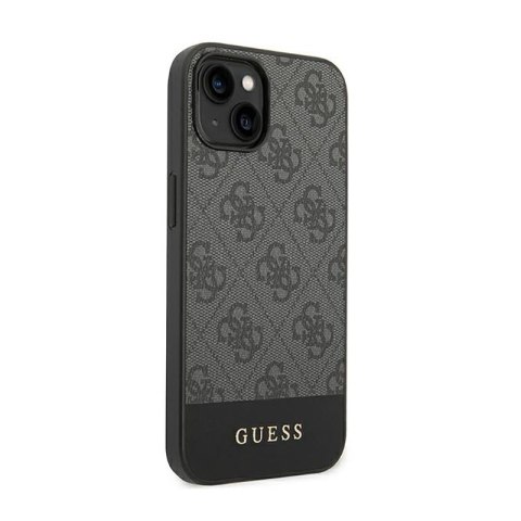 Guess 4G Bottom Stripe Metal Logo Collection - Etui iPhone 14 Plus (szary) Guess 4G Bottom Stripe Metal Logo Collection - Etui iPhone 14 Plus (szary)