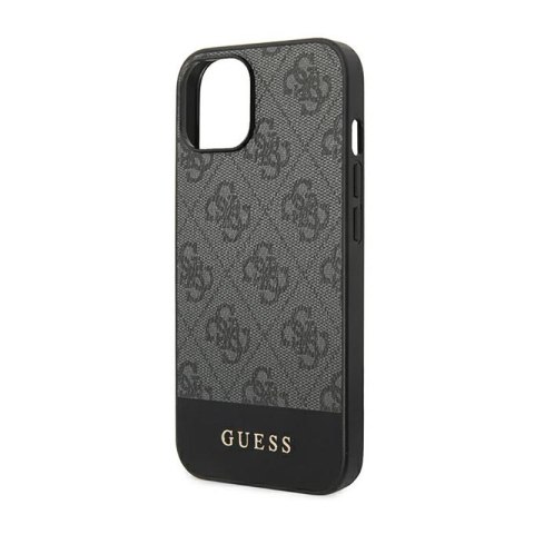 Guess 4G Bottom Stripe Metal Logo Collection - Etui iPhone 14 Plus (szary) Guess 4G Bottom Stripe Metal Logo Collection - Etui iPhone 14 Plus (szary)