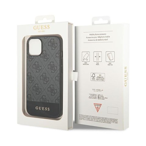 Guess 4G Bottom Stripe Metal Logo Collection - Etui iPhone 14 Plus (szary) Guess 4G Bottom Stripe Metal Logo Collection - Etui iPhone 14 Plus (szary)