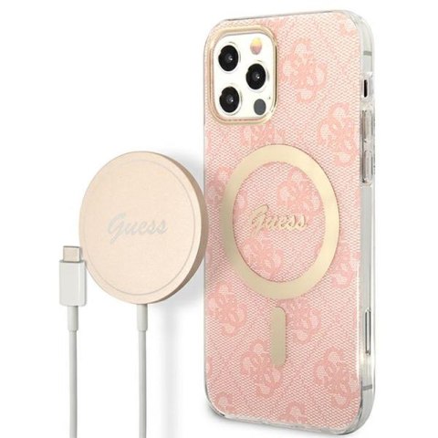 Guess Bundle Pack MagSafe 4G - Zestaw etui + ładowarka MagSafe iPhone 12 / iPhone 12 Pro (różowy/złoty) Guess Bundle Pack MagSafe 4G - Zestaw etui + ładowarka MagSafe iPhone 12 / iPhone 12 Pro (różowy/złoty)