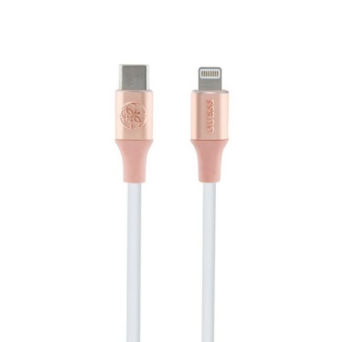 Guess Ebossed Logo - Kabel USB-C do Lightning certyfikat MFi 1.5m (różowy) Guess Ebossed Logo - Kabel USB-C do Lightning certyfikat MFi 1.5m (różowy)