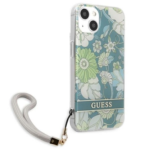 Guess Flower Cord - Etui ze smyczką iPhone 13 mini (Green) Guess Flower Cord - Etui ze smyczką iPhone 13 mini (Green)