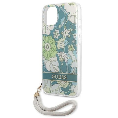 Guess Flower Cord - Etui ze smyczką iPhone 13 mini (Green) Guess Flower Cord - Etui ze smyczką iPhone 13 mini (Green)