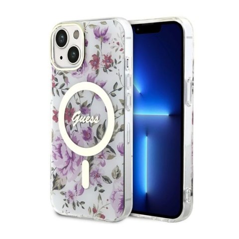 Guess Flower MagSafe - Etui iPhone 14 Plus (Przezroczysty) Guess Flower MagSafe - Etui iPhone 14 Plus (Przezroczysty)