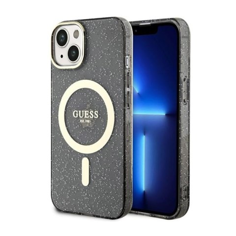 Guess Glitter Gold MagSafe - Etui iPhone 14 (Czarny) Guess Glitter Gold MagSafe - Etui iPhone 14 (Czarny)