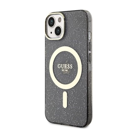 Guess Glitter Gold MagSafe - Etui iPhone 14 (Czarny) Guess Glitter Gold MagSafe - Etui iPhone 14 (Czarny)
