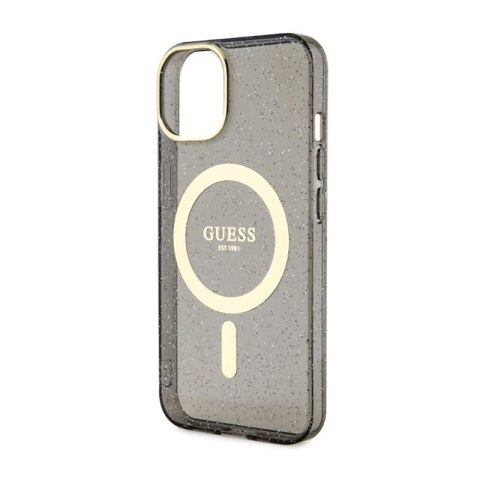 Guess Glitter Gold MagSafe - Etui iPhone 14 (Czarny) Guess Glitter Gold MagSafe - Etui iPhone 14 (Czarny)